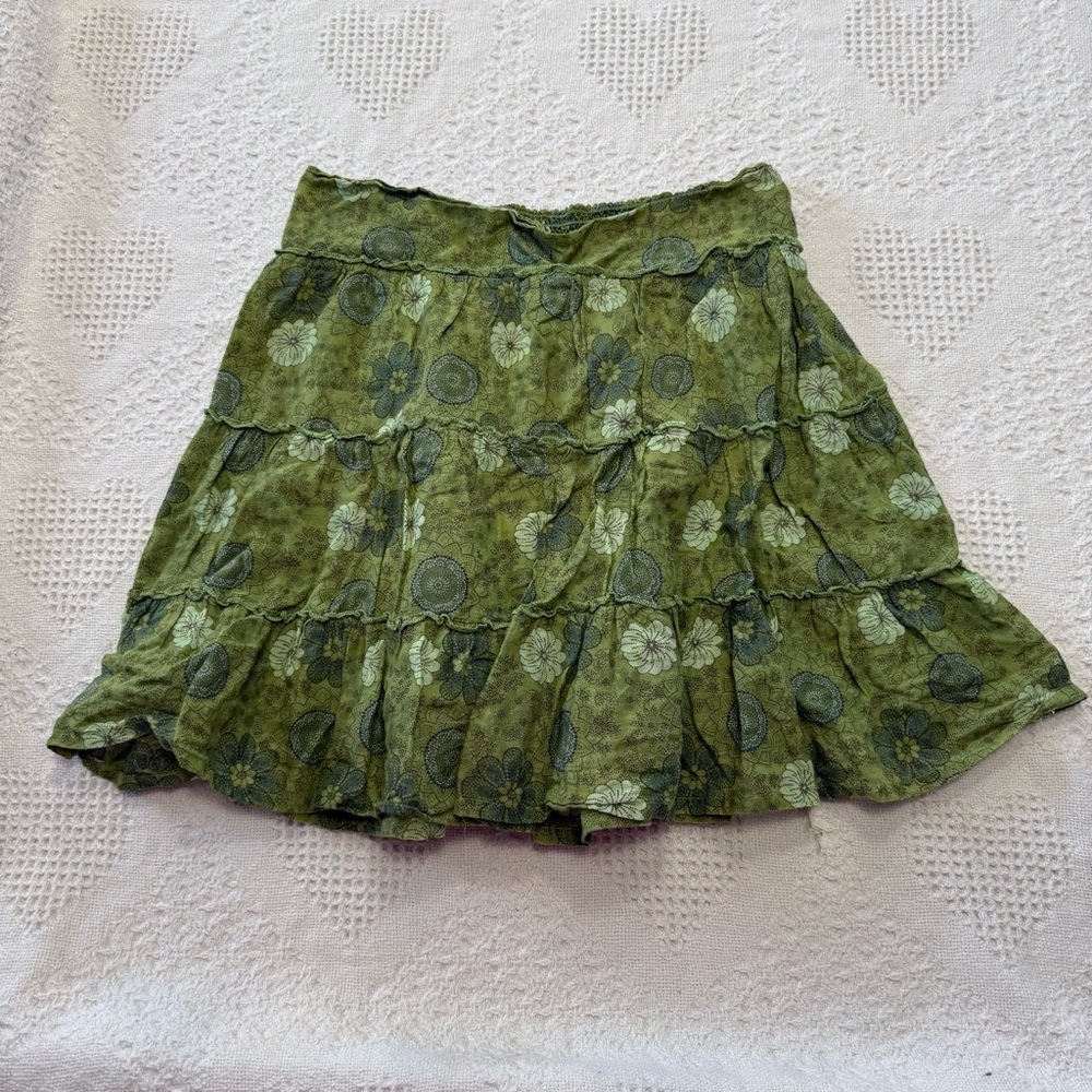 Lei Y2K Fairycore Ruffle Green Mini Skirt (Juniors XL)